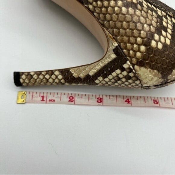 Gucci GG Brown Beige Python Square Toe Pumps Size 8B - Picture 11 of 12